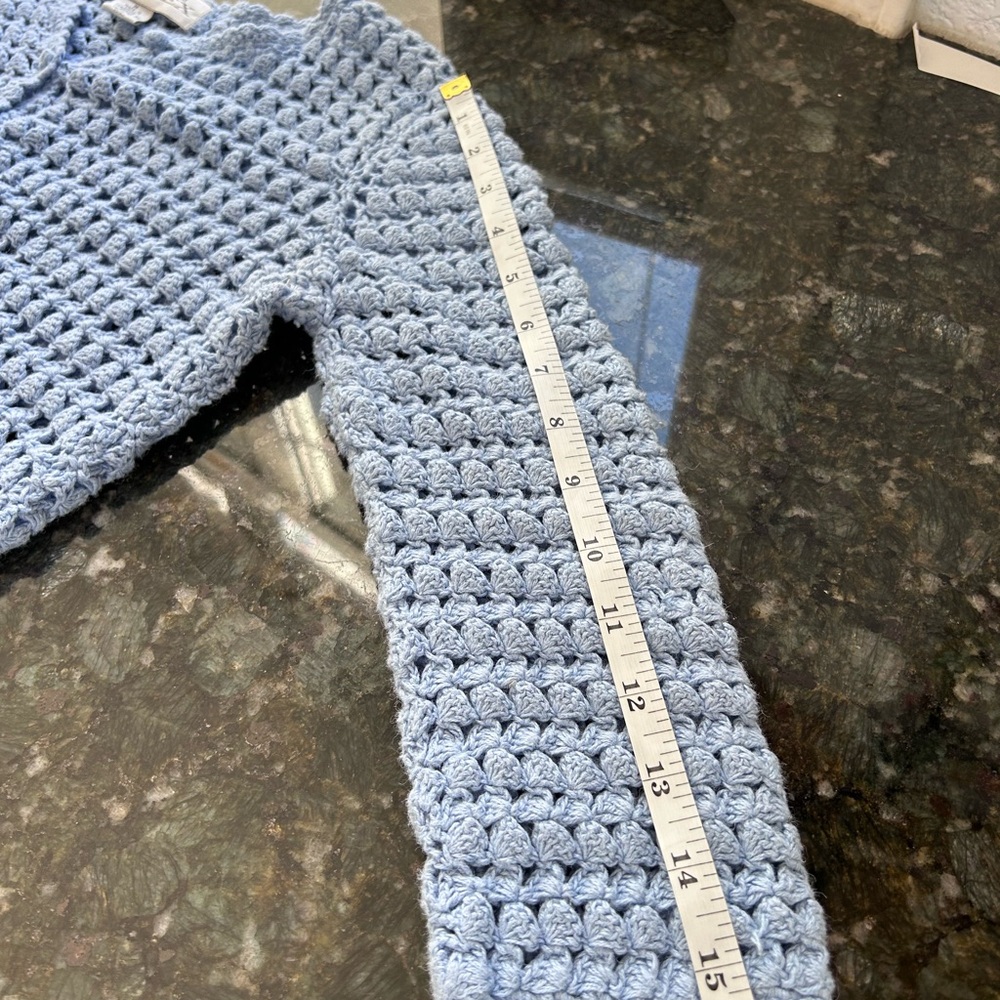 Vintage Casual Corner Baby Blue Crocheted. Coastal. Cottagecore. Y2K.  Festival - Picture 12 of 16